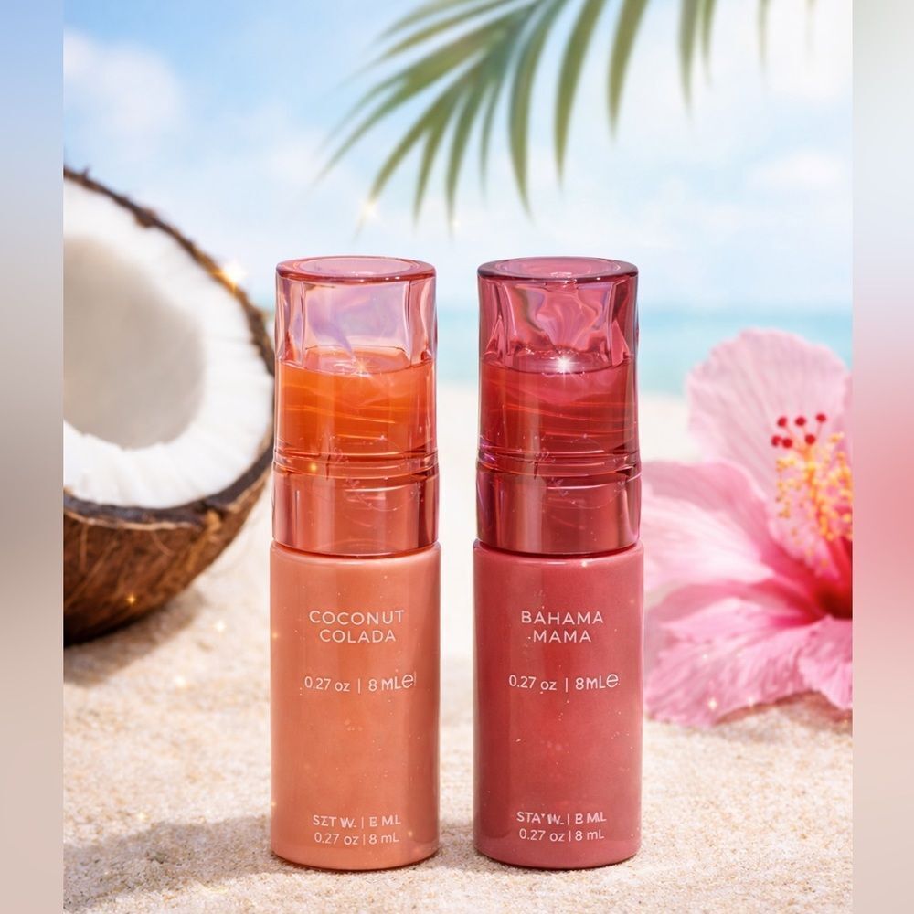 Florence by Mills Stay Plush Lip Oil Duo Coconut Colada + Bahama Mama NEW